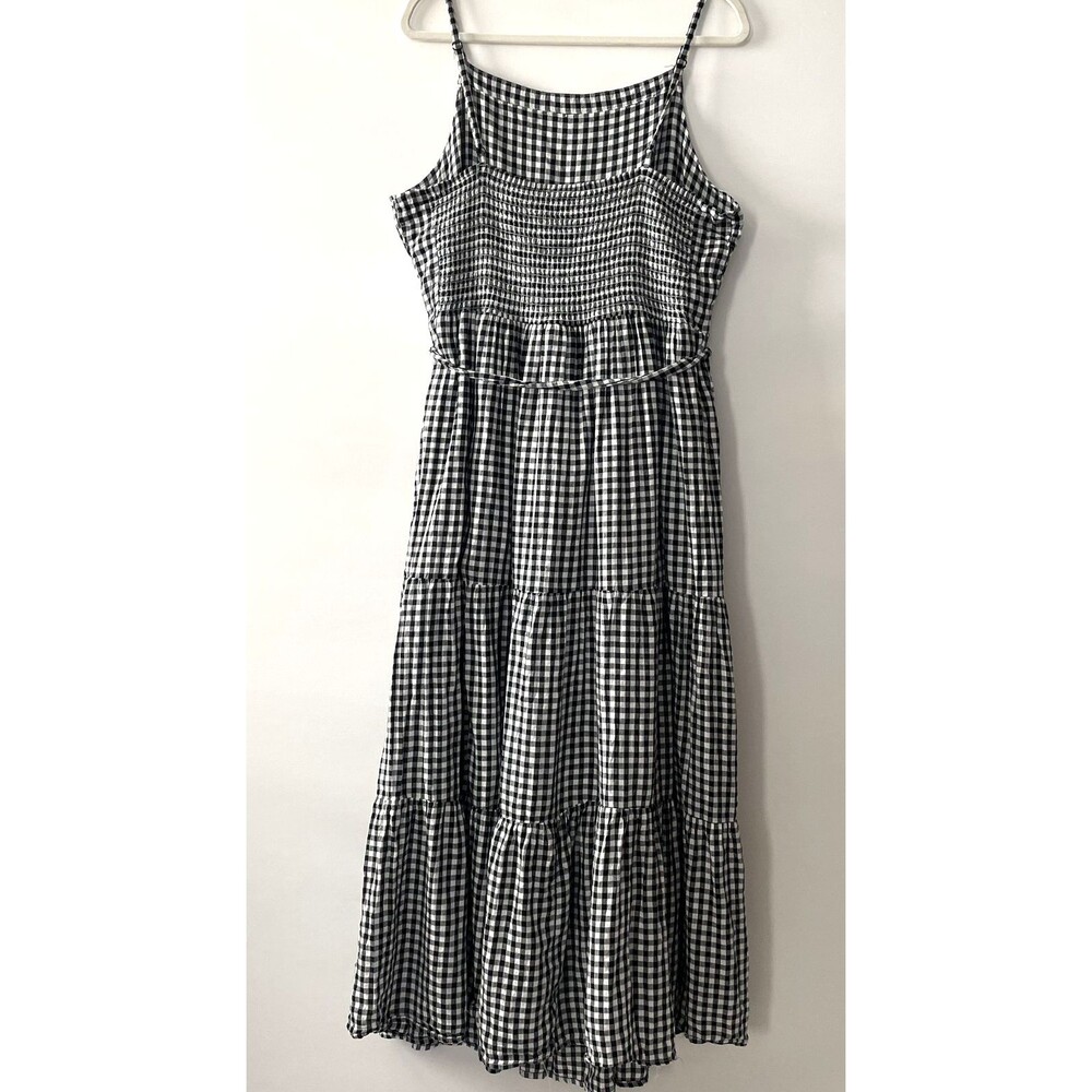 Old Navy Tiered Maxi Dress Sleeveless Gingham Black White Women's Size XL - Picture 2 of 15